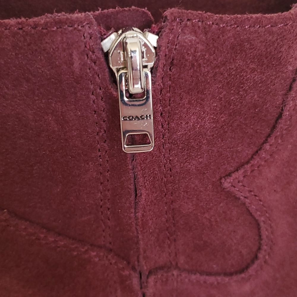 Coach Women's Danni Suede Booties Wine Size 7.5 - Picture 6 of 14
